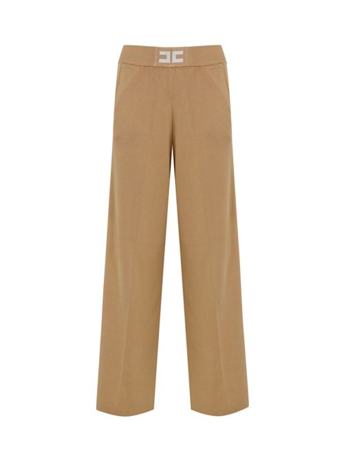 Pantaloni in viscosa con bande lucide Honey/Avorio Elisabetta Franchi | KP69S56E2EG1